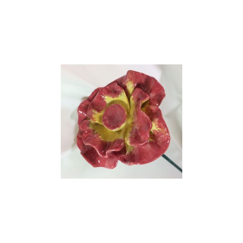 Dekorativer Blumen - Gartenstecker aus Keramik. 11 cm Ø , auf Holzstab - Regionen Italiens Dekorativer Blumen - Gartenstecker aus Keramik. 11 cm Ø , auf Holzstab - Regionen Italiens
